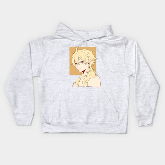 Genshin Impact - Aether Long Hair with Background Kids Hoodie by MykaAndSalmon